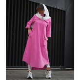 02108 ست پیراهن بلند ساحلی کفتان و کیف مخمل کبریتی فری سایز ۳۶ تا ۴۴ تن شیک