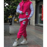 02112 ست سه تیکه وِست و هودی و شلوار دورس ۳ نخ ضخیم داخل کرکی گِرَم بالا فری سایز ۳۶ تا ۴۴ برای ۴۶ حذب تن شیک