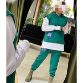 02112 ست سه تیکه وِست و هودی و شلوار دورس ۳ نخ ضخیم داخل کرکی گِرَم بالا فری سایز ۳۶ تا ۴۴ برای ۴۶ حذب تن شیک