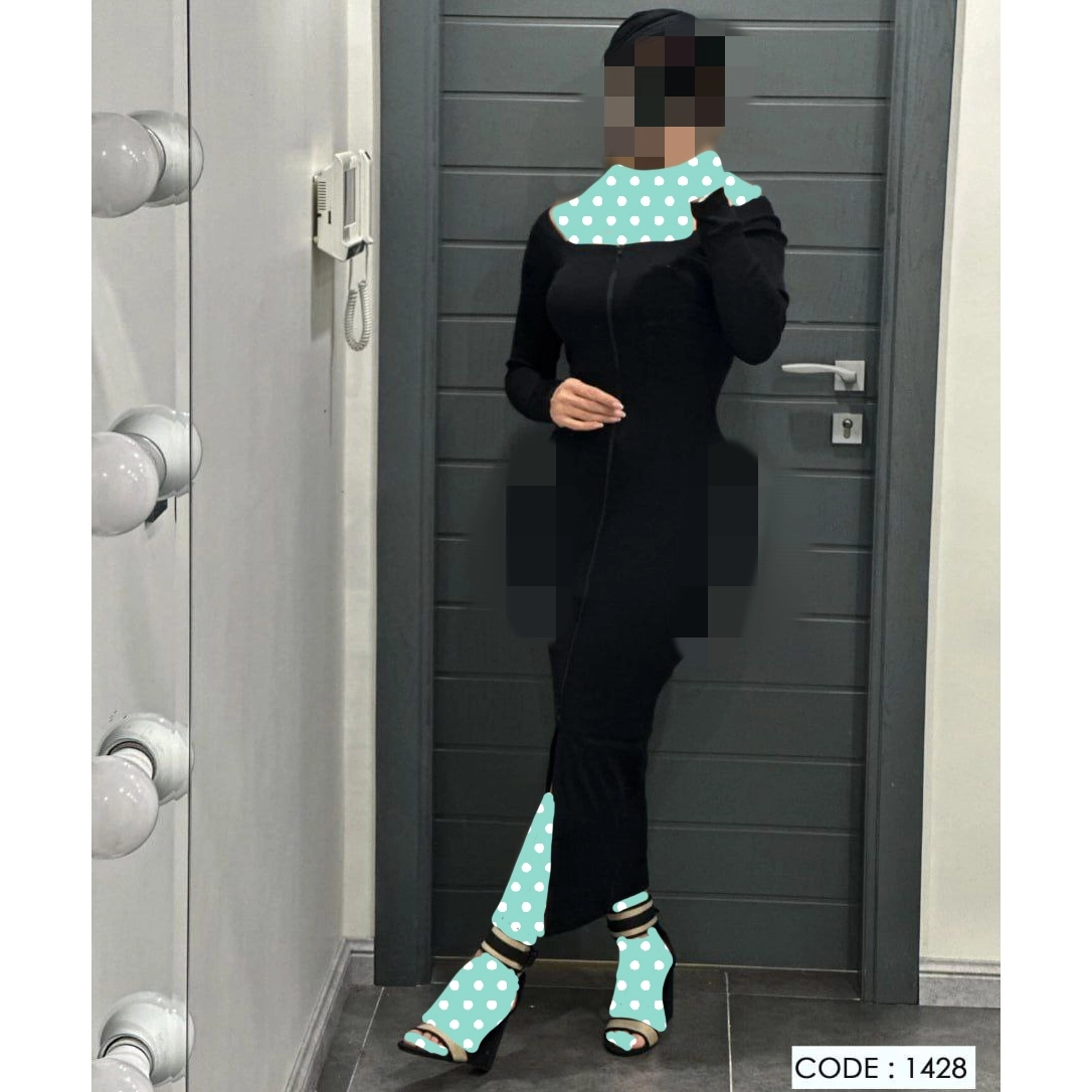 1428 پیراهن ماکسی یقه خشتی جلو زیپدار فانریپ کبریتی فری سایز 38 تا 44 تن شیک