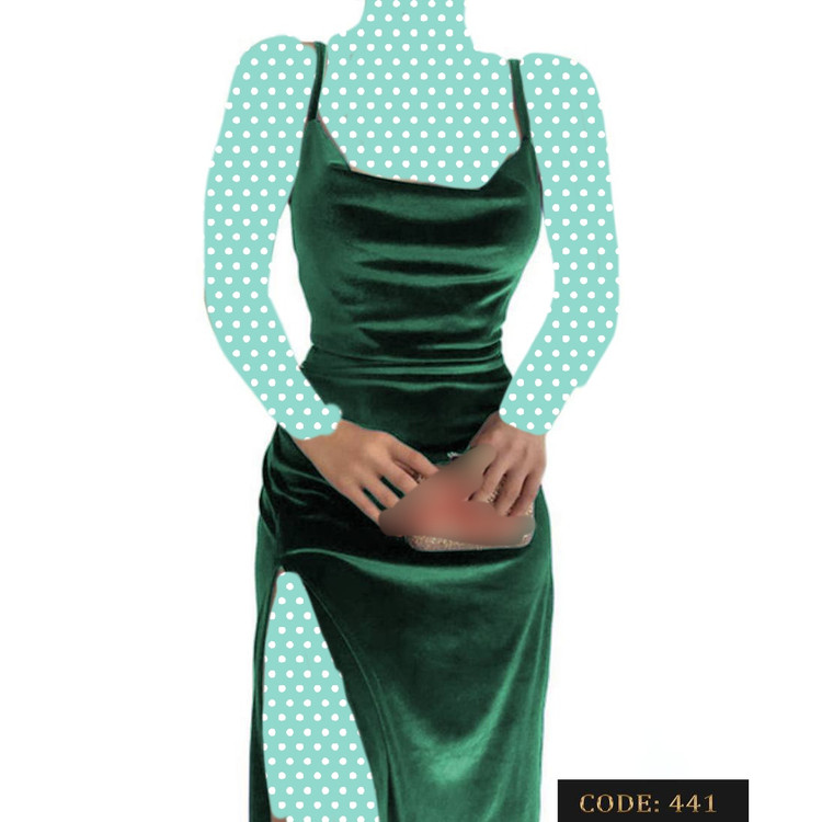 441 پیراهن ماکسی بلند مخمل کره ای ابروبادی بغل چاکدار قد از سرشانه ۱۳۰ فری سایز ۳۶ تا ۴۶ تن شیک