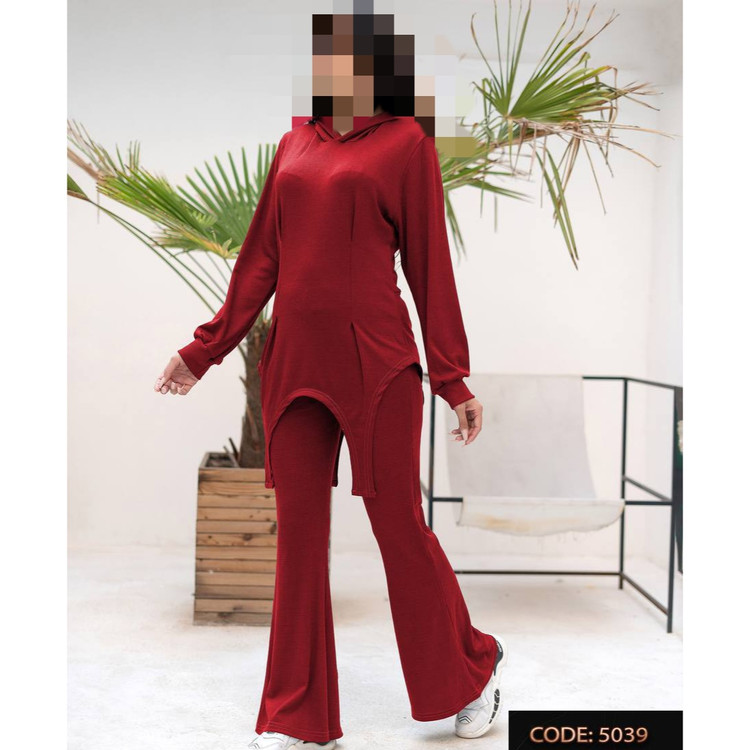 5039 ست عروسکی تیشرت بلوز و شلوار دمپا گشاد فانریپ پنبه کبریتی فری سایز ۳۶ تا ۴۴ تن شیک