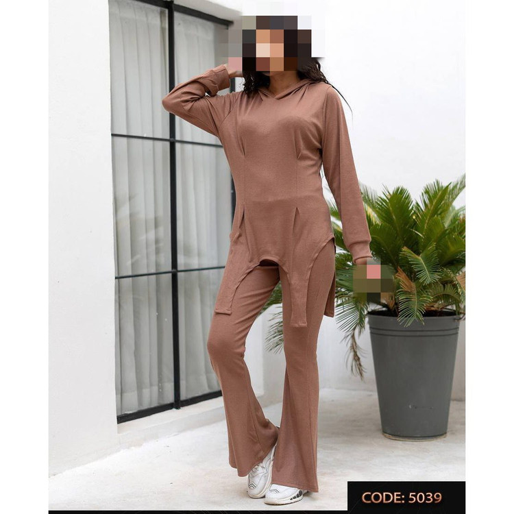 5039 ست عروسکی تیشرت بلوز و شلوار دمپا گشاد فانریپ پنبه کبریتی فری سایز ۳۶ تا ۴۴ تن شیک