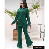 5039 ست عروسکی تیشرت بلوز و شلوار دمپا گشاد فانریپ پنبه کبریتی فری سایز ۳۶ تا ۴۴ تن شیک