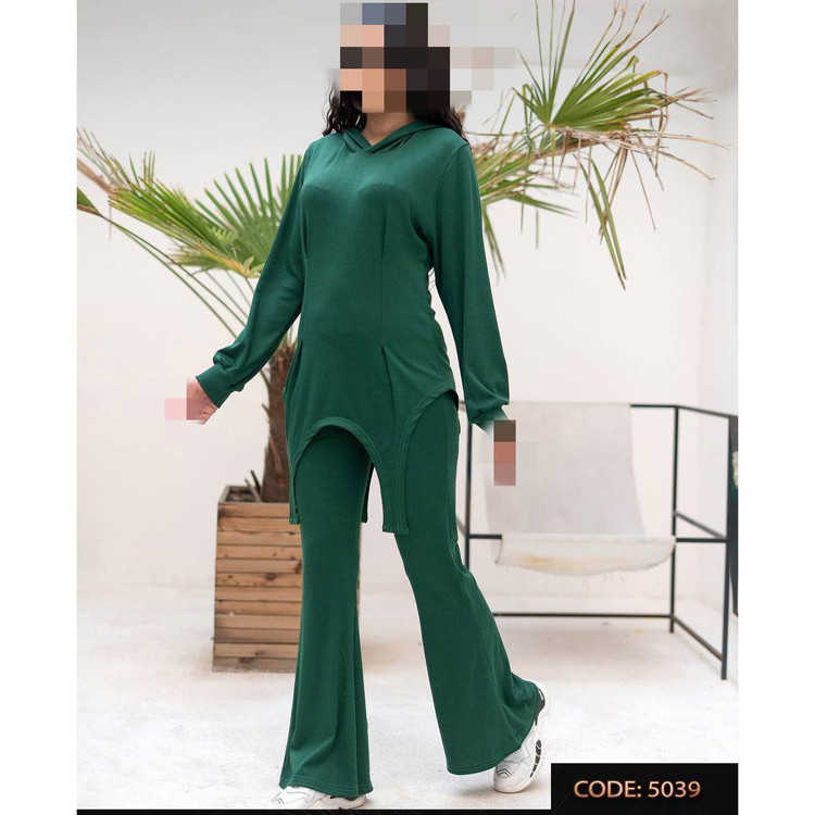 5039 ست عروسکی تیشرت بلوز و شلوار دمپا گشاد فانریپ پنبه کبریتی فری سایز ۳۶ تا ۴۴ تن شیک