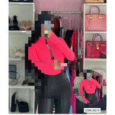 30215 بادی آستین فینگری شستی یقه زیپ دار نواردوزی کبریتی فری سایز ۳۶ تا ۴۴ تن شیک