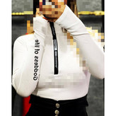 30215 بادی آستین فینگری شستی یقه زیپ دار نواردوزی کبریتی فری سایز ۳۶ تا ۴۴ تن شیک