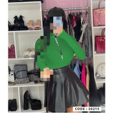 30215 بادی آستین فینگری شستی یقه زیپ دار نواردوزی کبریتی فری سایز ۳۶ تا ۴۴ تن شیک