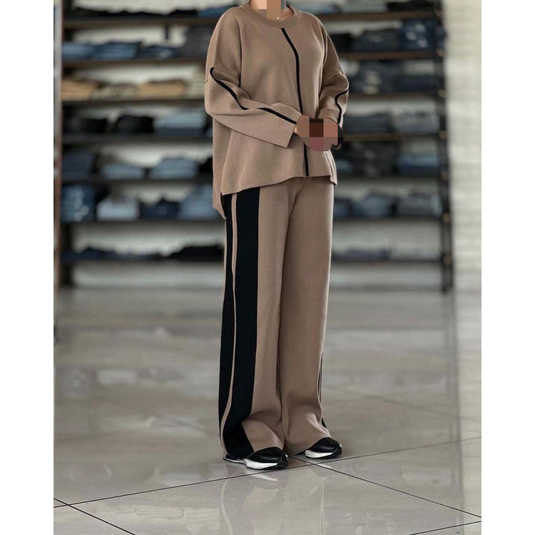 02117 ست بافت وسط خط نرم و لطیف فری سایز ۳۶ تا ۴۸ تن شیک