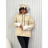 AM هودی جیبدار تیکه دوزی دورس تو کرکی ضخیم گِرَم بالا قد ۷۵ فری سایز ۳۶ تا ۴۴ تن شیک