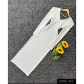 395 پیراهن ماکسی مجلسی یقه باز آستین پفکی فانریپ پنبه کبریتی فری 36 تا 44 تن شیک