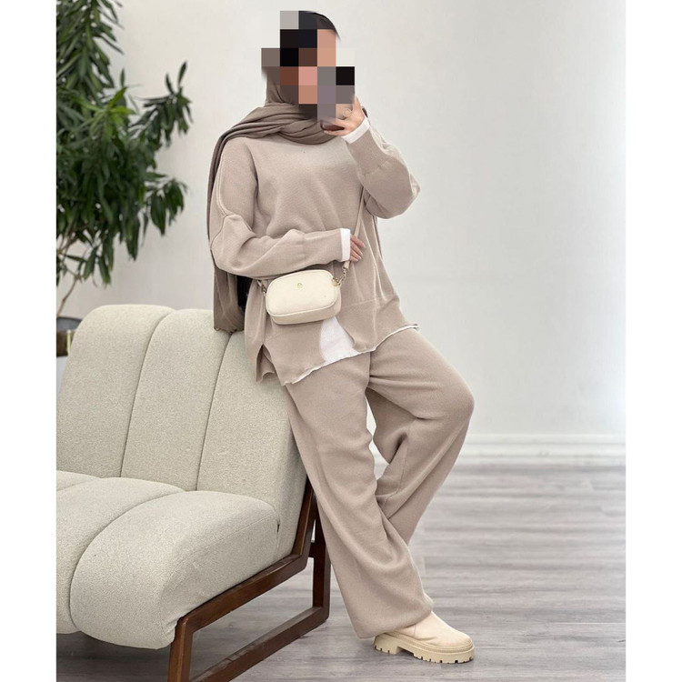 02118 ست بافت دو پی اس نرم و لطیف فری سایز ۳۶ تا ۴۸ تن شیک