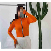 30276 کراپ نیمتنه زیپ دار فینگری شصتی فانریپ کبریتی فری سایز 36 تا 44 تن شیک