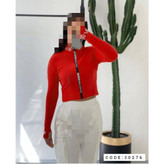 30276 کراپ نیمتنه زیپ دار فینگری شصتی فانریپ کبریتی فری سایز 36 تا 44 تن شیک