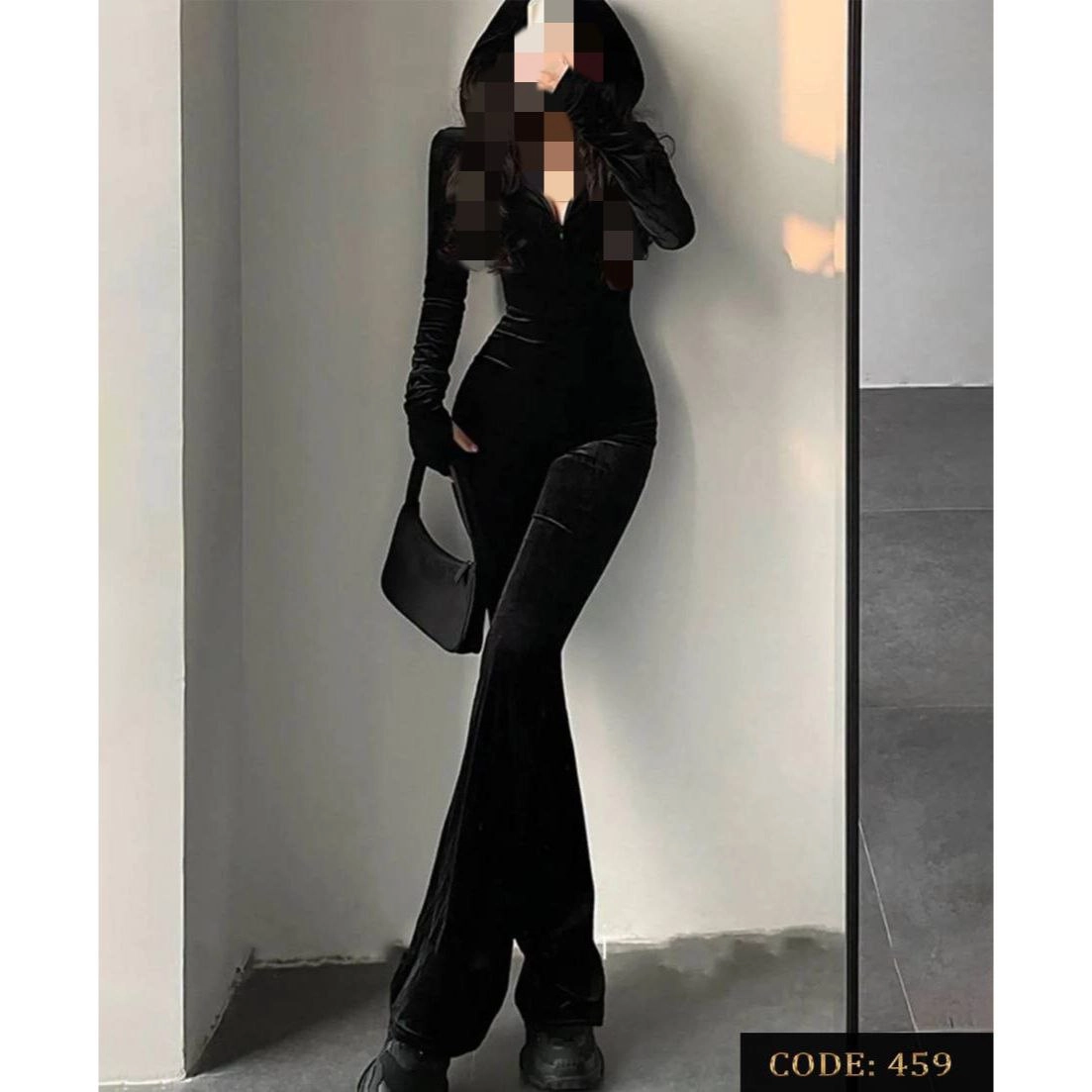 459 سرهمی اورال اوورال زیپدار کلاهدار مخمل کره ای کشی فینگری شلوار دمپا فری سایز ۳۶ تا ۴۴ تن شیک