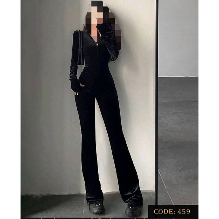 459 سرهمی اورال اوورال زیپدار کلاهدار مخمل کره ای کشی فینگری شلوار دمپا فری سایز ۳۶ تا ۴۴ تن شیک