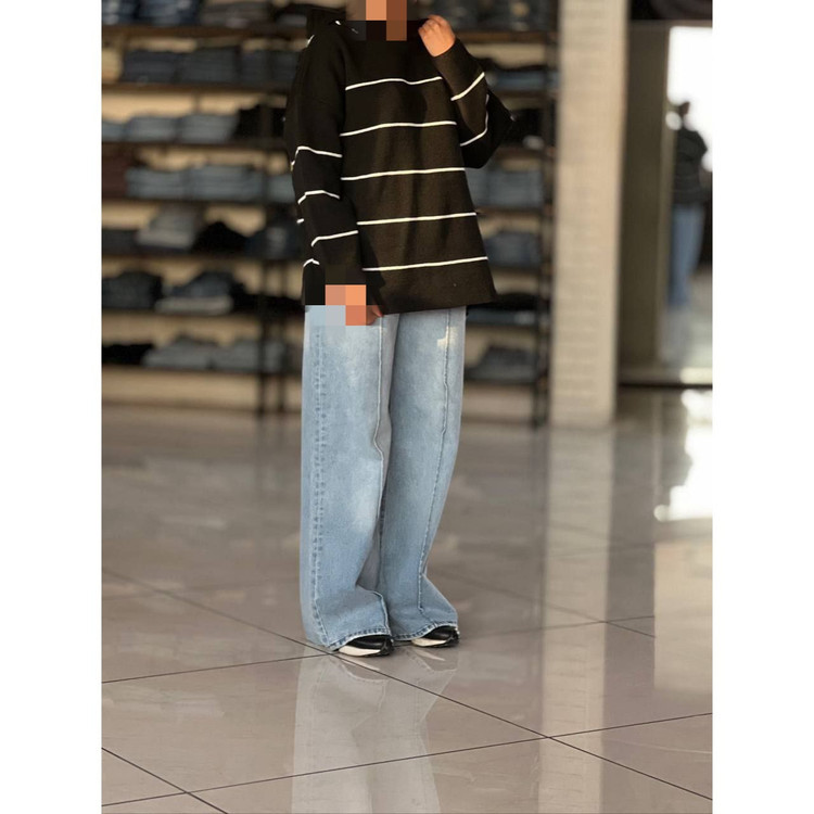 02119 بافت راه راه ریز کلاهدار بافت آکریل فری سایز ۳۶ تا ۴۸ تن شیک