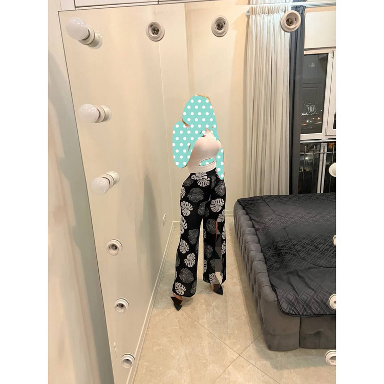 20881 ست تاپ و شلوار جلو چاک دار فلامنت نانو فری سایز ۳۶ تا ۴۲ تن شیک