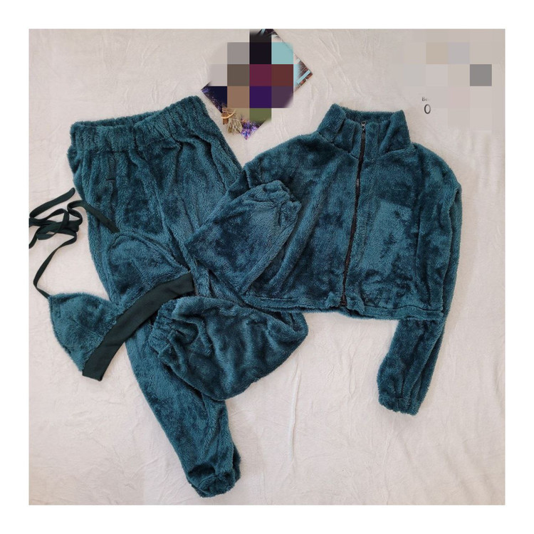 04801 ست ۳ تکه نیمتنه و کراپ و شلوار تدی فری سایز ۳۶ تا ۴۴ تن شیک