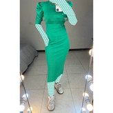 406 پیراهن ماکسی سرشانه پفی پفکی چیندار فانریپ پنبه کبریتی قد ۱۲۵ فری سایز ۳۶ تا ۴۲ تن شیک