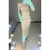 406 پیراهن ماکسی سرشانه پفی پفکی چیندار فانریپ پنبه کبریتی قد ۱۲۵ فری سایز ۳۶ تا ۴۲ تن شیک