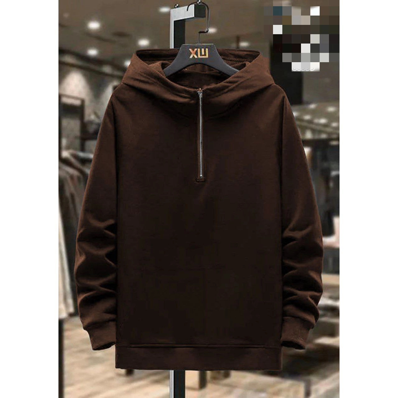 60999 هودی پلار کلاهدار نیم زیپ دورس کرکی فری سایز 36 تا 44 تن شیک