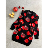 02125 بافت بافتنی آکرلیک طرح انار یلدایی قد ۷۰ فریسایز ۳۶ تا ۴۴ تن شیک