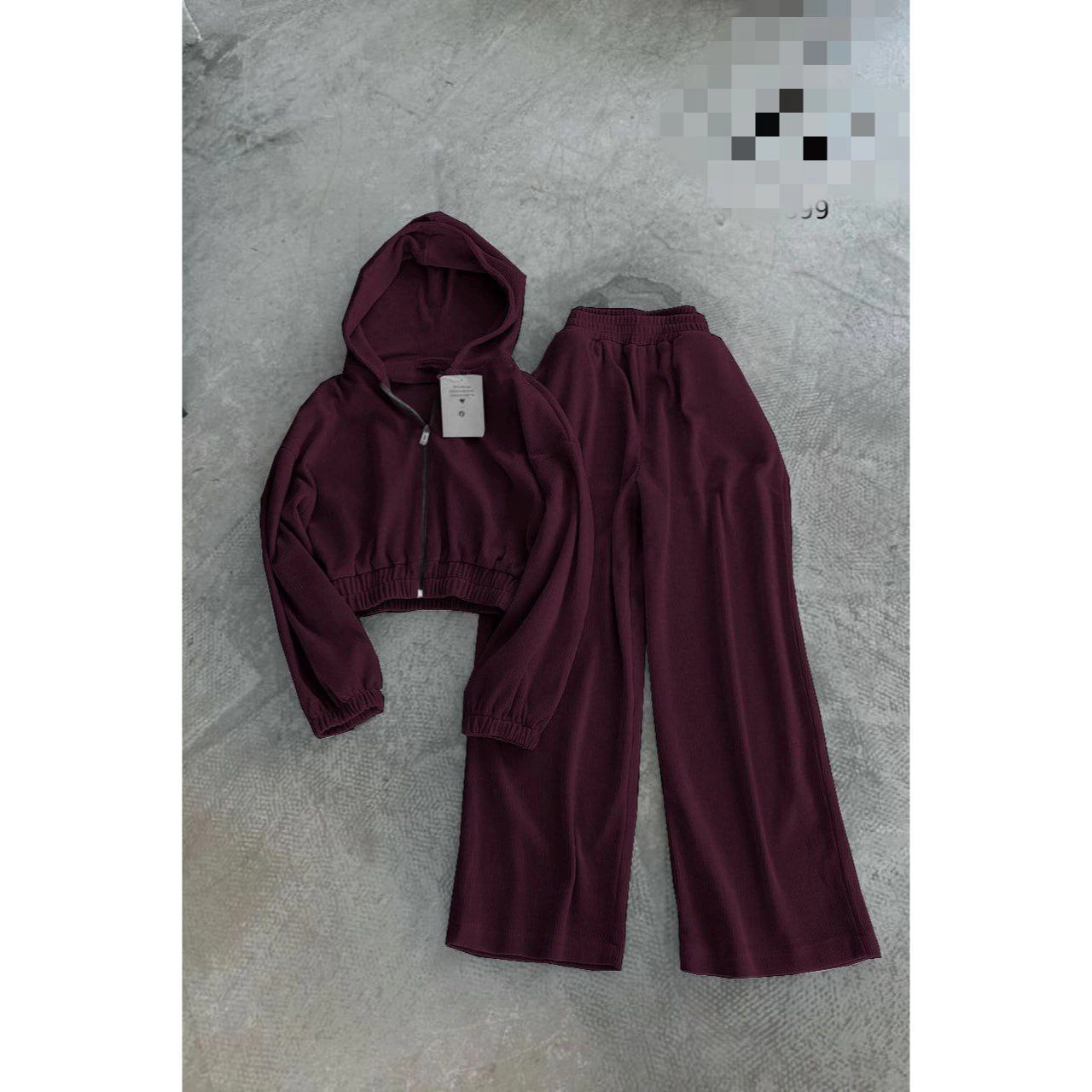 60899 ست هودی کراپ و شلوار بگ دورس کرکی فری 36 تا 44 تن شیک