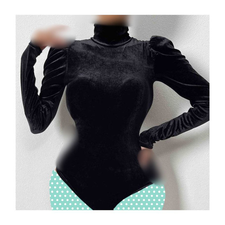 461 بادی مخمل کره ای آستین چیندار پفی فری سایز ۳۶ تا ۴۴ تن شیک