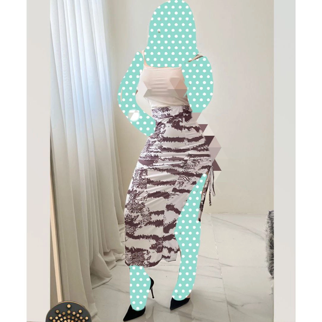 20231 تاپ و دامن چاپ دیجیتال فلامنت عالی فری سایز ۳۶ تا ۴۲ تن شیک