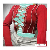 30370 کراپ نیمتنه رگه دوزی کش بافت کبریتی فری سایز ۳۶ تا ۴۲ تن شیک