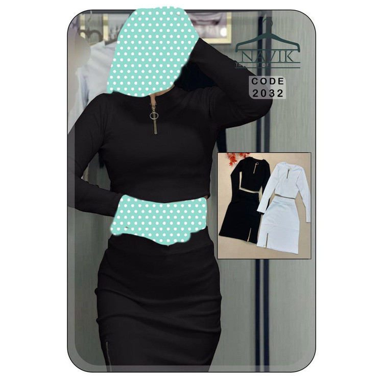 2032 کراپ نیمتنه و دامن زیپدار ناویک فاینریپ پنبه درجه ۱ فری سایز ۳۶ تا ۴۲ تن شیک