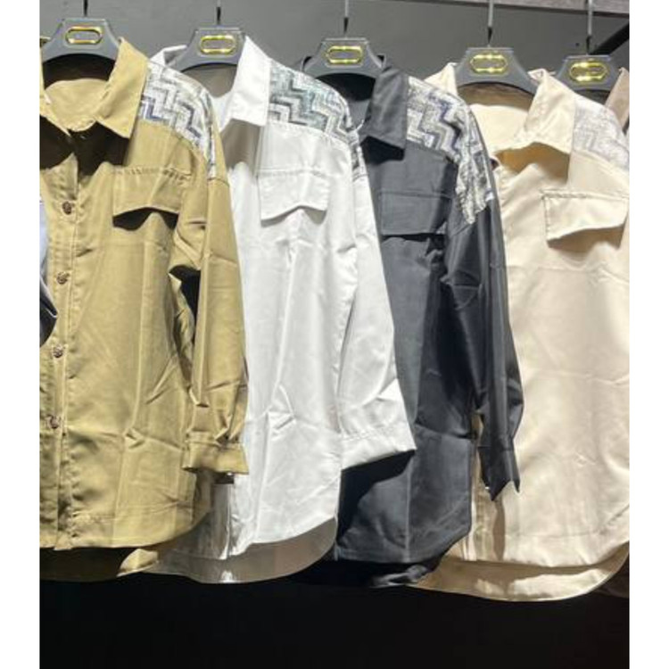 H شومیز مانتو کتان زارا سرشانه کار شده قد ۶۵ فری سایز ۴۰ تا ۴۶ تن شیک