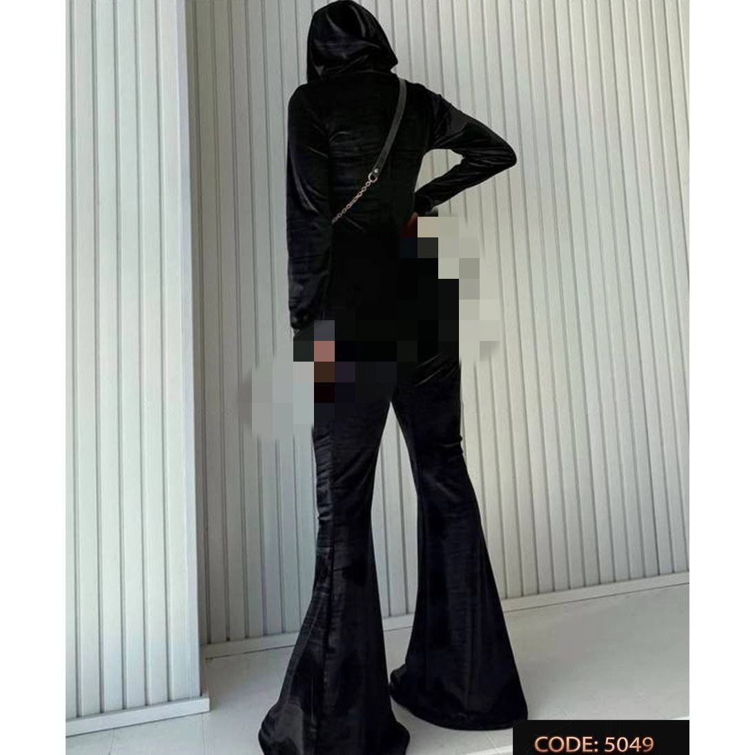 5049 سرهمی اورال اوورال جلو زیپدار کلاهدار آستین فینگری و شلوار دمپا مخمل کره ای قد ۱۶۳ فری سایز ۳۶ تا ۴۴ تن شیک