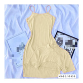 30335 ست تونیک سارافون و کراپ رویه فانریپ فری سایز ۳۶ تا ۴۴ تن شیک