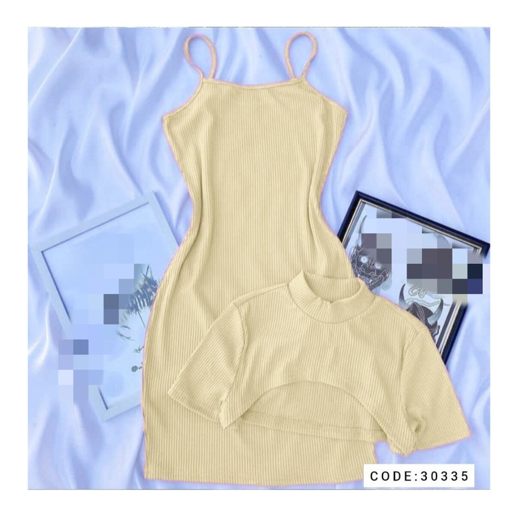 30335 ست تونیک سارافون و کراپ رویه فانریپ فری سایز ۳۶ تا ۴۴ تن شیک