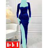 V208 پیراهن مجلسی مخمل وارداتی قد ۱۴۲ فری سایز ۳۸ تا ۴۴ تن شیک