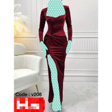 V208 پیراهن مجلسی مخمل وارداتی قد ۱۴۲ فری سایز ۳۸ تا ۴۴ تن شیک