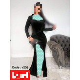 V208 پیراهن مجلسی مخمل وارداتی قد ۱۴۲ فری سایز ۳۸ تا ۴۴ تن شیک