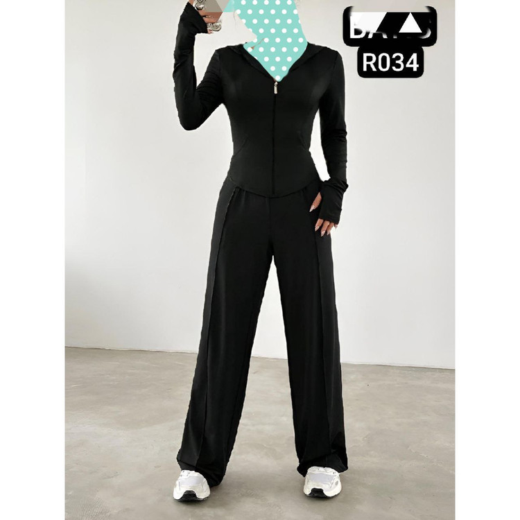 R034 ست سویشرت و شلوار کلاهدار غواصی فری سایز ۳۸ تا ۴۴ تن شیک