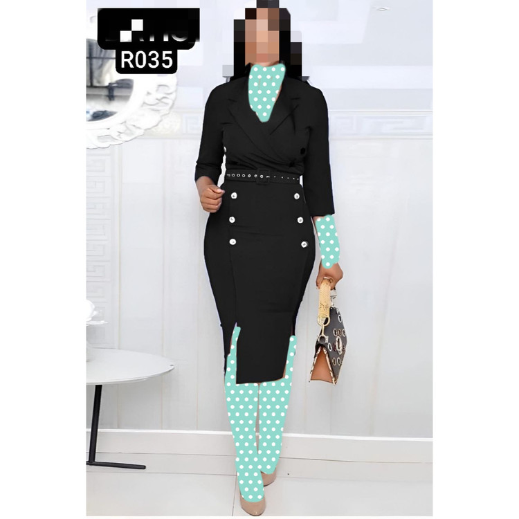 R035 تونیک پیراهن یقه انگلیسی غواصی قد ۱۱۲ فری سایز ۳۸ تا ۴۴ تن شیک