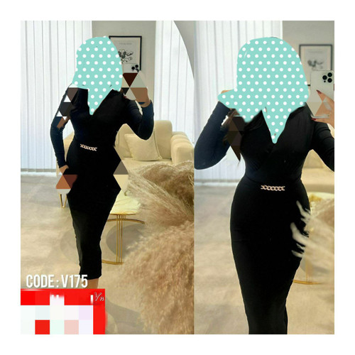 V145 تونیک پیراهن مجلسی جلو زنجیر غواصی فری سایز ۳۸ تا ۴۴ تن شیک