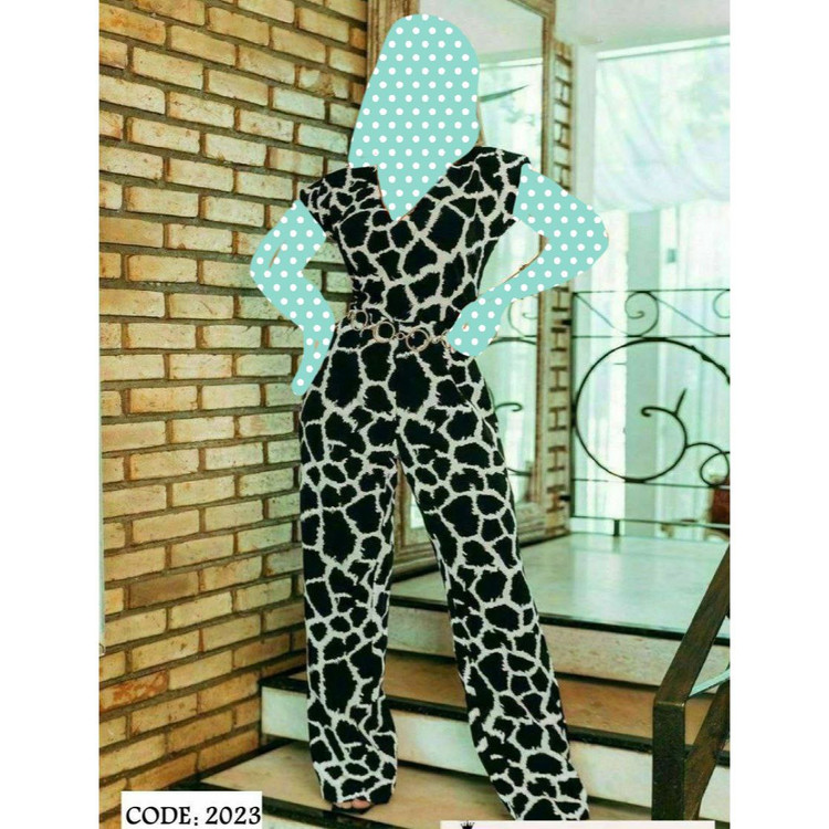 2023 سرهمی اورال اوورال چاپی کرپ باربی فری سایز ۳۸ تا ۴۴ تن شیک