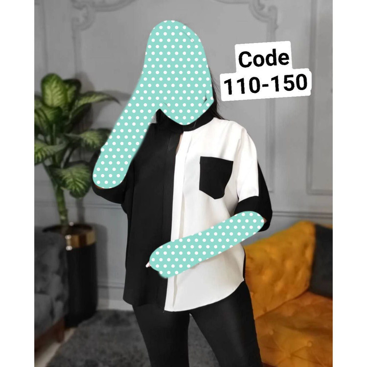 TANKHOR شومیز پیراهن مجلسی دو رنگ کرپ کش فری سایز ۳۸ تا ۴۴ تن شیک