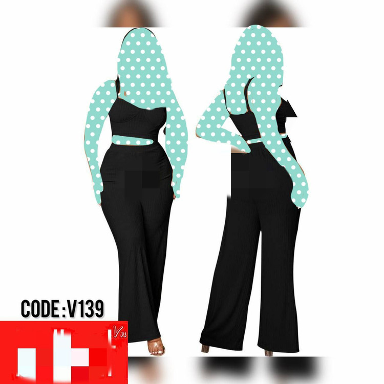 V139 کراپ نیمتنه کاپدار و شلوار گلاسکو عالی فری سایز ۳۶ تا ۴۲ تن شیک