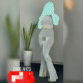 V173 ست نیمتنه کراپ تاپ و شلوار جلو چاکدار جنس لمه فری سایز ۳۸ تا ۴۴ تن شیک