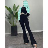 V173 ست نیمتنه کراپ تاپ و شلوار جلو چاکدار جنس لمه فری سایز ۳۸ تا ۴۴ تن شیک