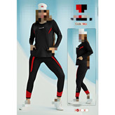 663 ست بلوز بلوز یقه گرد و شلوار ورزشی ریبوک فلامنت فول لاکرا فری سایز ۳۸ تا ۴۴ تن شیک