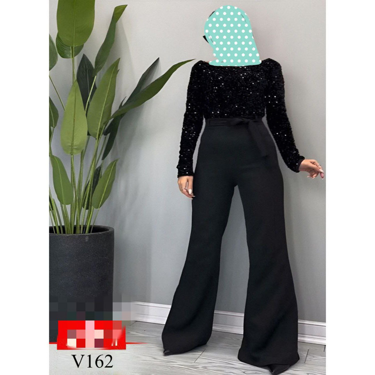 V162 سرهمی اورال اوورال پولکی کرپ عالی فری سایز ۳۸ تا ۴۲ تن شیک