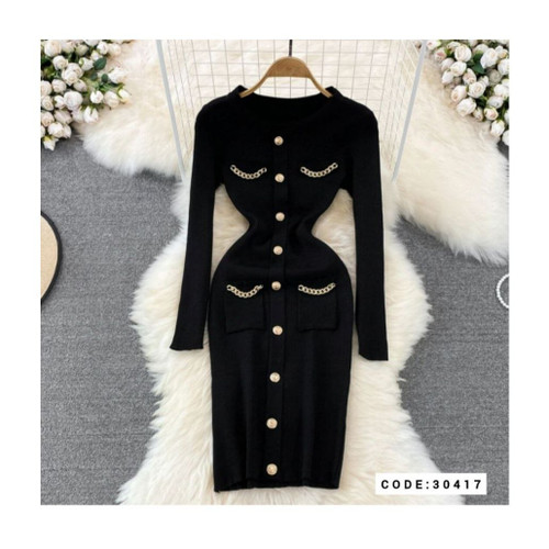 30417 تونیک پیراهن بلند مجلسی جیبدار کبریتی فری سایز ۳۶ تا ۴۲ تن شیک